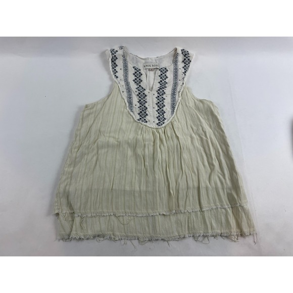 Knox Rose Tops - Knox Rose Peasant Top Women's Size Medium Cream Boho Sleeveless Slit Round Neck